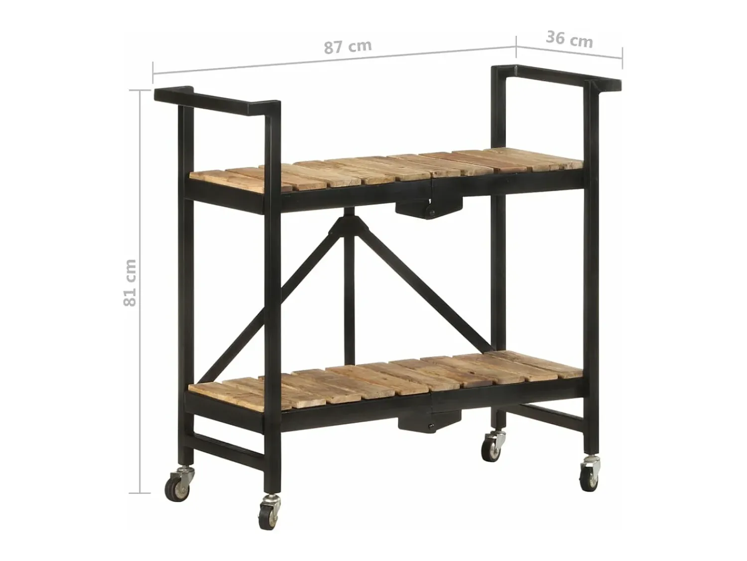 vidaxl Carrinho de cozinha 87x36x81 cm madeira de mangueira maciça^ Móvel De Arrumação