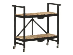 vidaxl Carrinho de cozinha 87x36x81 cm madeira de mangueira maciça^ Móvel De Arrumação
