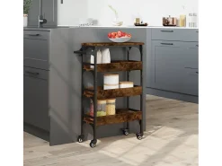 Móvel De Arrumação*vidaxl Carrinho de cozinha 53x20x76 cm deriv. madeira carvalho fumado Natural claro