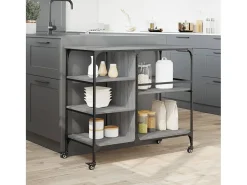 vidaxl Carrinho de cozinha 100x45x89,5 cm deriv. madeira cinza sonoma^ Móvel De Arrumação