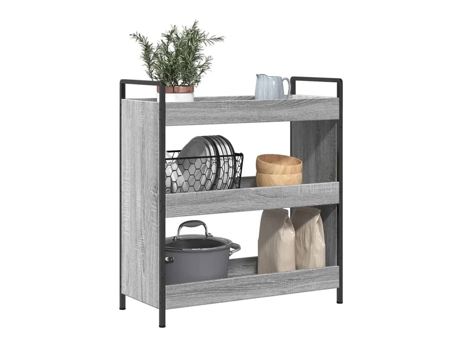 Hot vidaxl Carrinho de cozinha 70x30x82 cm derivados madeira cinza sonoma Cinzento