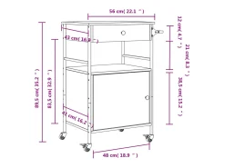 Móvel De Arrumação*vidaxl Carrinho de cozinha 56x43x89,5cm deriv. madeira carvalho fumado Natural claro