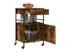 Móvel De Arrumação*vidaxl Carrinho de cozinha 56x43x89,5cm deriv. madeira carvalho fumado Natural claro