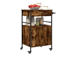 Móvel De Arrumação*vidaxl Carrinho de cozinha 56x43x89,5cm deriv. madeira carvalho fumado Natural claro