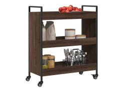Móvel De Arrumação|vidaxl Carrinho de cozinha 70x30x82cm deriv. madeira carvalho castanho Natural claro