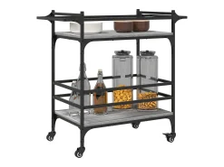 Discount vidaxl Carrinho de cozinha 82x40x78,5cm derivados madeira cinza sonoma Cinzento