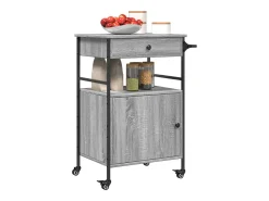 Móvel De Arrumação*vidaxl Carrinho de cozinha 56x43x89,5cm derivados madeira cinza sonoma Cinzento