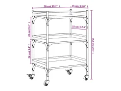 Móvel De Arrumação|vidaxl Carrinho de cozinha 50x35x75,5cm derivados madeira cinza sonoma Cinzento