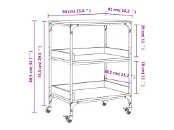 vidaxl Carrinho de cozinha 60x41x80,5cm derivados madeira cinza sonoma^ Móvel De Arrumação