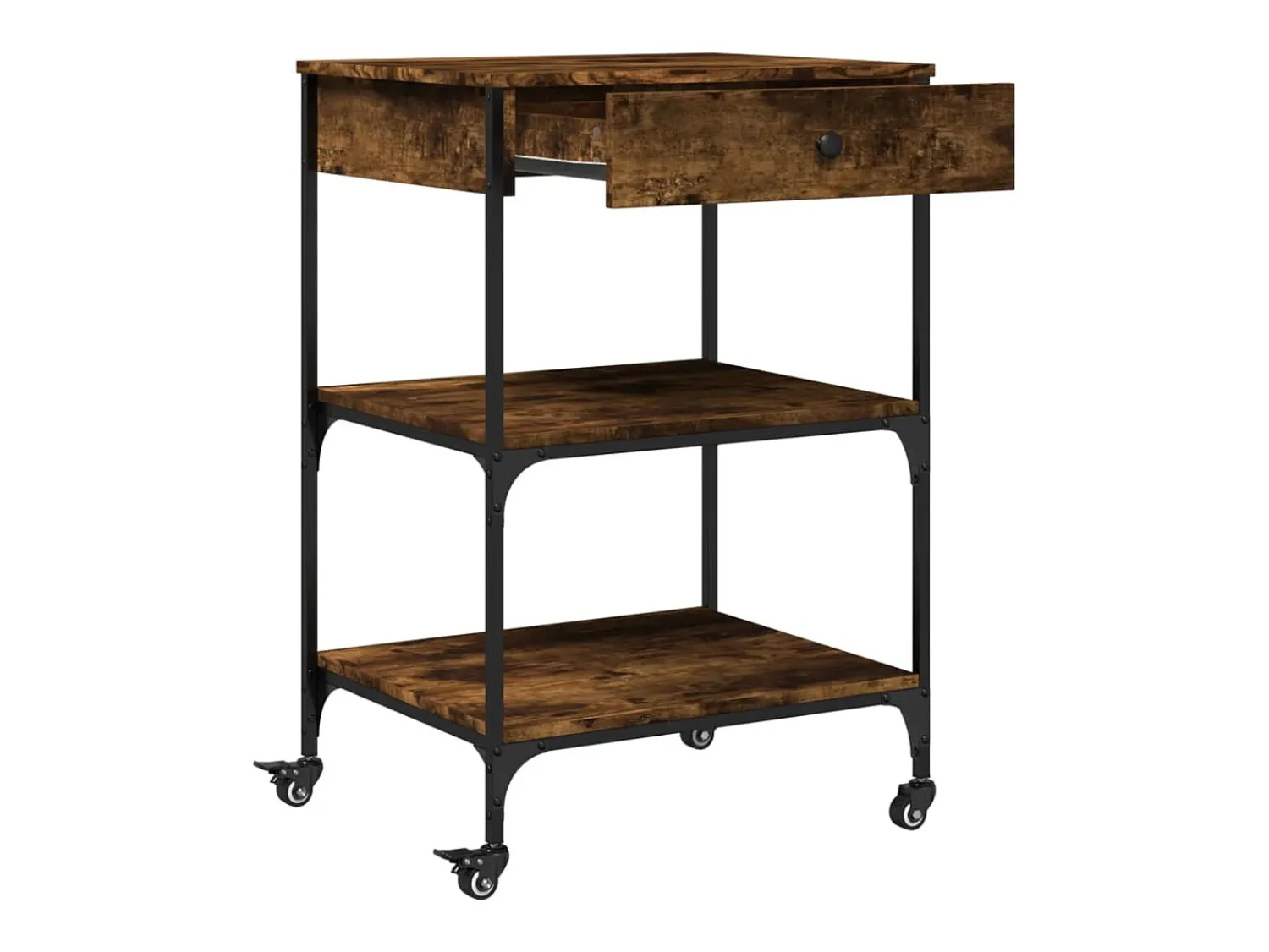 Móvel De Arrumação|vidaxl Carrinho de cozinha 60x48x89,5cm deriv. madeira carvalho fumado Natural claro