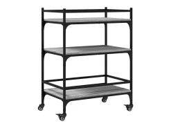 vidaxl Carrinho de cozinha 65x40x86,5cm derivados madeira cinza sonoma Cinzento