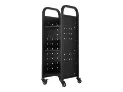 Acessórios De Arrumação| Carrinho de Livros SucceBuy, Capacidade de Carga 100 kg, Carrinho de Biblioteca, 32 x 35 x 93,5 cm, Prateleira de Armazenamento de Livros Face Única em L, Preto