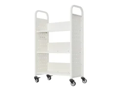 Acessórios De Arrumação* Carrinho de Livros SucceBuy, Capacidade de Carga 150 kg, Carrinho de Biblioteca, 77 x 38 x 122 cm, Prateleira de Armazenamento de Livros Face Única em L, Branco