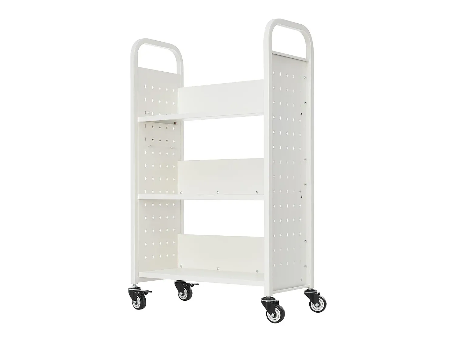 Acessórios De Arrumação* Carrinho de Livros SucceBuy, Capacidade de Carga 150 kg, Carrinho de Biblioteca, 77 x 38 x 122 cm, Prateleira de Armazenamento de Livros Face Única em L, Branco