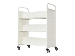 Online Carrinho de Livros SucceBuy, Capacidade de Carga 150 kg, Carrinho de Biblioteca, 97x51,5x122,5 cm, Prateleira de Armazenamento de Livros Dupla Face, para Sala Branco