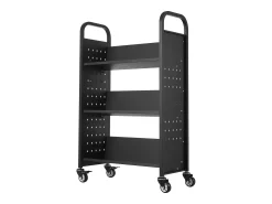 Acessórios De Arrumação| Carrinho de Livros SucceBuy, Capacidade de Carga 150 kg, 77 x 38 x 122 cm, Prateleira de Armazenamento de Livros Face Única em V, para Sala, Escritório, Escola Preto