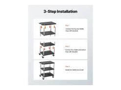 Carrinho de Serviço SucceBuy Carrinho Utilitário com Rodas em Plástico Resistente com 3 Níveis com Rodas Giratórias de 360°, 695 x 460 x 825 mm^ Móvel De Arrumação