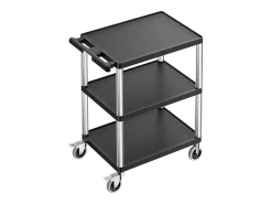 Carrinho de Serviço SucceBuy Carrinho Utilitário com Rodas em Plástico Resistente com 3 Níveis com Rodas Giratórias de 360°, 695 x 460 x 825 mm^ Móvel De Arrumação