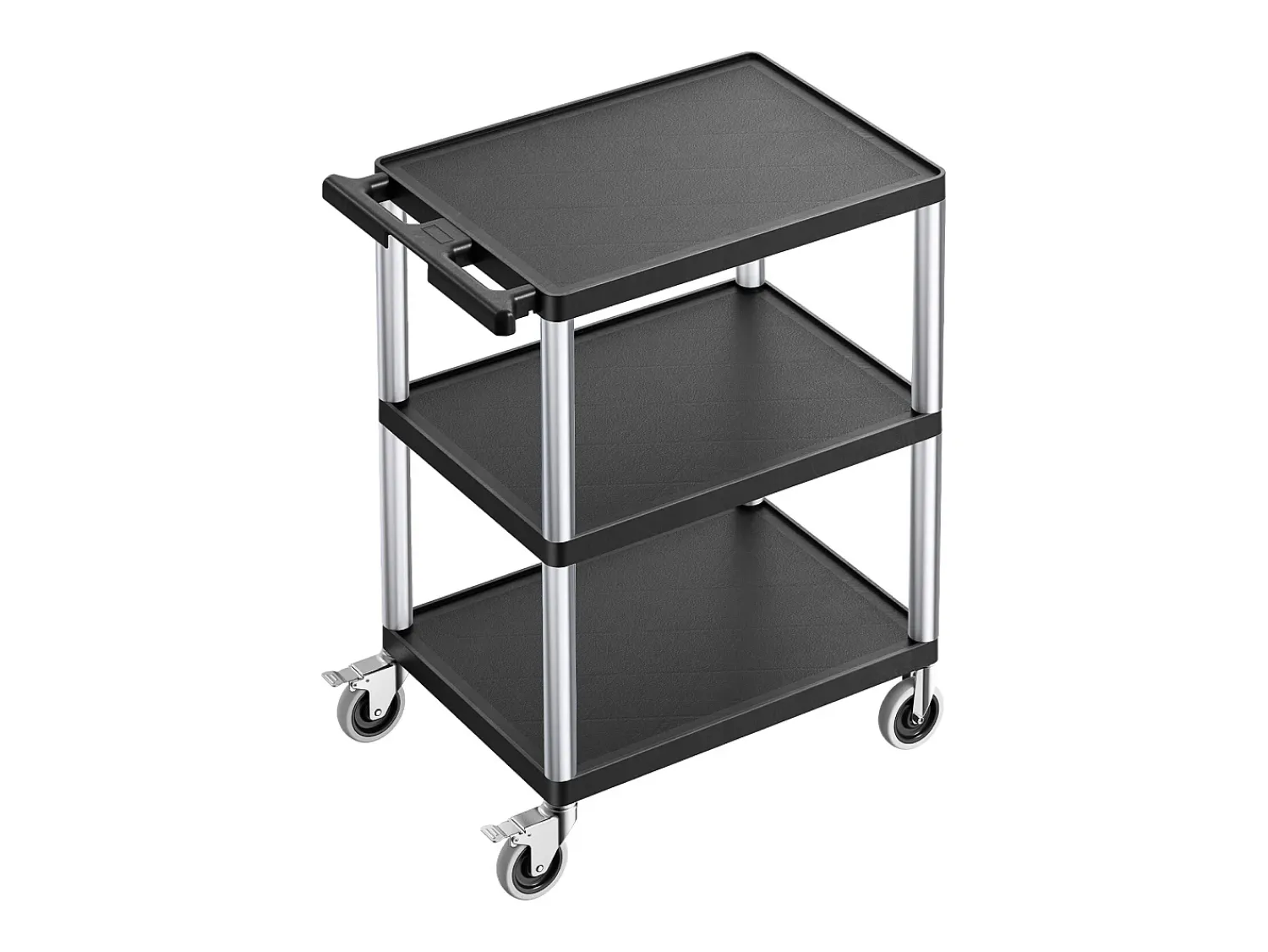 Carrinho de Serviço SucceBuy Carrinho Utilitário com Rodas em Plástico Resistente com 3 Níveis com Rodas Giratórias de 360°, 695 x 460 x 825 mm^ Móvel De Arrumação