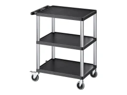 Carrinho de Serviço SucceBuy Carrinho Utilitário com Rodas em Plástico Resistente com 3 Níveis com Rodas Giratórias de 360°, 695 x 460 x 825 mm^ Móvel De Arrumação