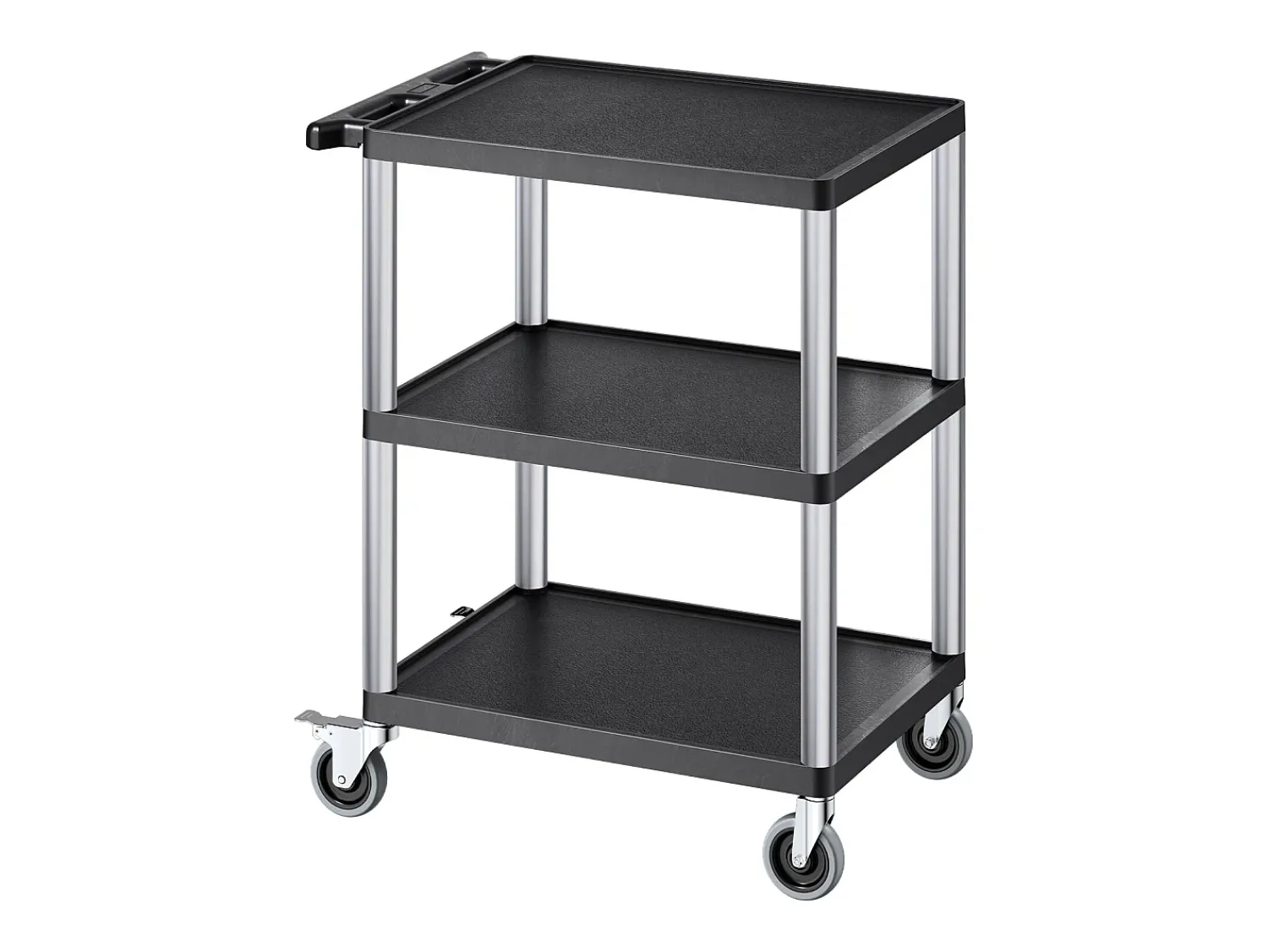 Carrinho de Serviço SucceBuy Carrinho Utilitário com Rodas em Plástico Resistente com 3 Níveis com Rodas Giratórias de 360°, 695 x 460 x 825 mm^ Móvel De Arrumação