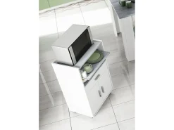 Dmora Carrinho Dmatte, Armário auxiliar de cozinha com rodas, Armário multiuso com 2 portas e 1 prateleira, 59x40h92 cm,^ Móvel De Arrumação