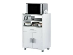 Dmora Carrinho Dmatte, Armário auxiliar de cozinha com rodas, Armário multiuso com 2 portas e 1 prateleira, 59x40h92 cm,^ Móvel De Arrumação