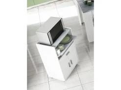 Dmora Carrinho Dmatte, Armário auxiliar de cozinha com rodas, Armário multiuso com 2 portas e 1 prateleira, 59x40h92 cm,^ Móvel De Arrumação