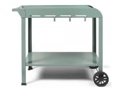 Livoo Carrinho kaki GS168V para plancha 2-3 queimadores, aço pintado, 3 ganchos, cesto, rodas dentadas, 91,5x50,2x80 cm^ Móvel De Arrumação
