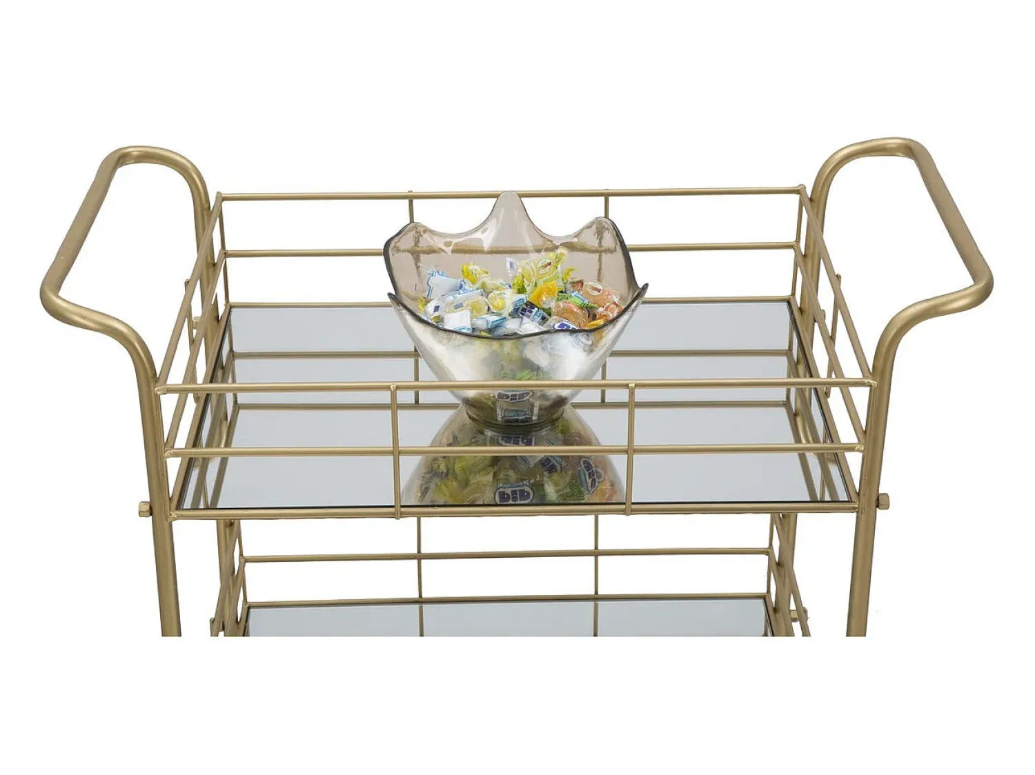 Móvel De Arrumação* Carrinho VKH4, Ouro, 60x30,5x80 cm, Kendra Home Dourado