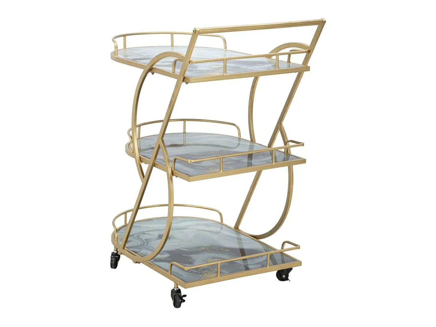 Móvel De Arrumação* Carrinho VKH2, Ouro, 71x45,5x84,5 cm, Kendra Home Dourado