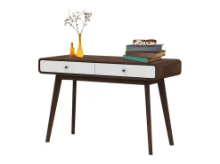 Consola*Loft24 Cassie | Secretária com 2 Portas em Partical Board Nogueira e Branco Castanho chocolate