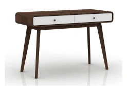 Consola*Loft24 Cassie | Secretária com 2 Portas em Partical Board Nogueira e Branco Castanho chocolate