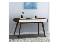 Consola*Loft24 Cassie | Secretária com 2 Portas em Partical Board Nogueira e Branco Castanho chocolate