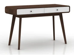 Consola*Loft24 Cassie | Secretária com 2 Portas em Partical Board Nogueira e Branco Castanho chocolate