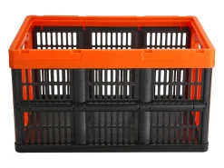 New Cestas de Armazenamento SucceBuy Dobráveis, 45 L, Plástico Dobrável, Lote de 3, Empilháveis - Solução Prática para Organizar e Guardar Pertences Cor de laranja