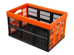 New Cestas de Armazenamento SucceBuy Dobráveis, 45 L, Plástico Dobrável, Lote de 3, Empilháveis - Solução Prática para Organizar e Guardar Pertences Cor de laranja