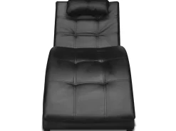 Sofá* Chaise longue com almofada couro artificial PT294934 Preto
