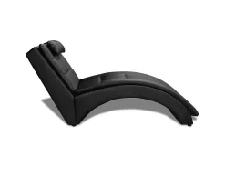 Sofá* Chaise longue com almofada couro artificial PT294934 Preto