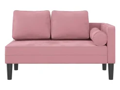 Sofá* Chaise longue com almofadões veludo PT564969 Rosa