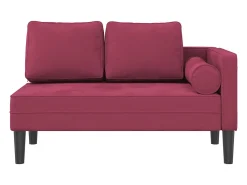Chaise longue com almofadões veludo tinto PT644299^ Sofá