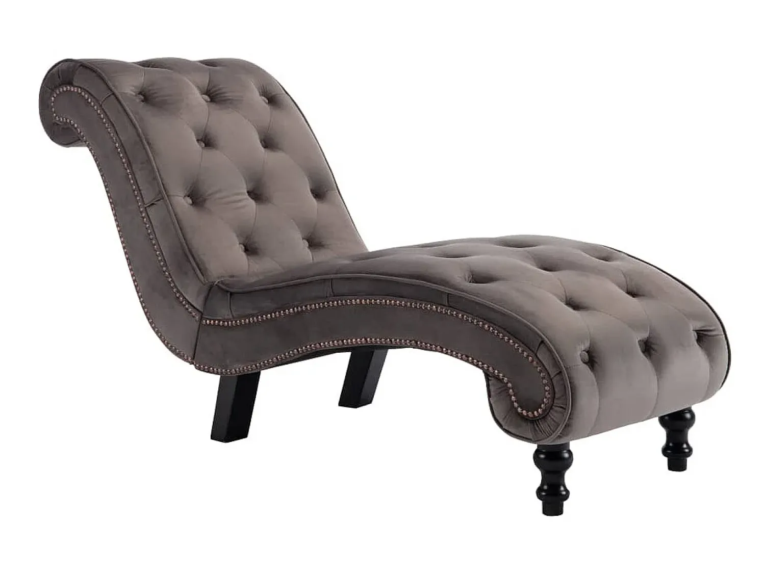 Sofá* Chaise longue em veludo PT463446 Cinzento