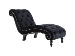 Sofá* Chaise longue em veludo PT800057 Preto
