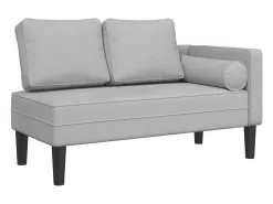 Sofá* Chaise lounge com almofadões veludo -claro PT765692 Cinzento