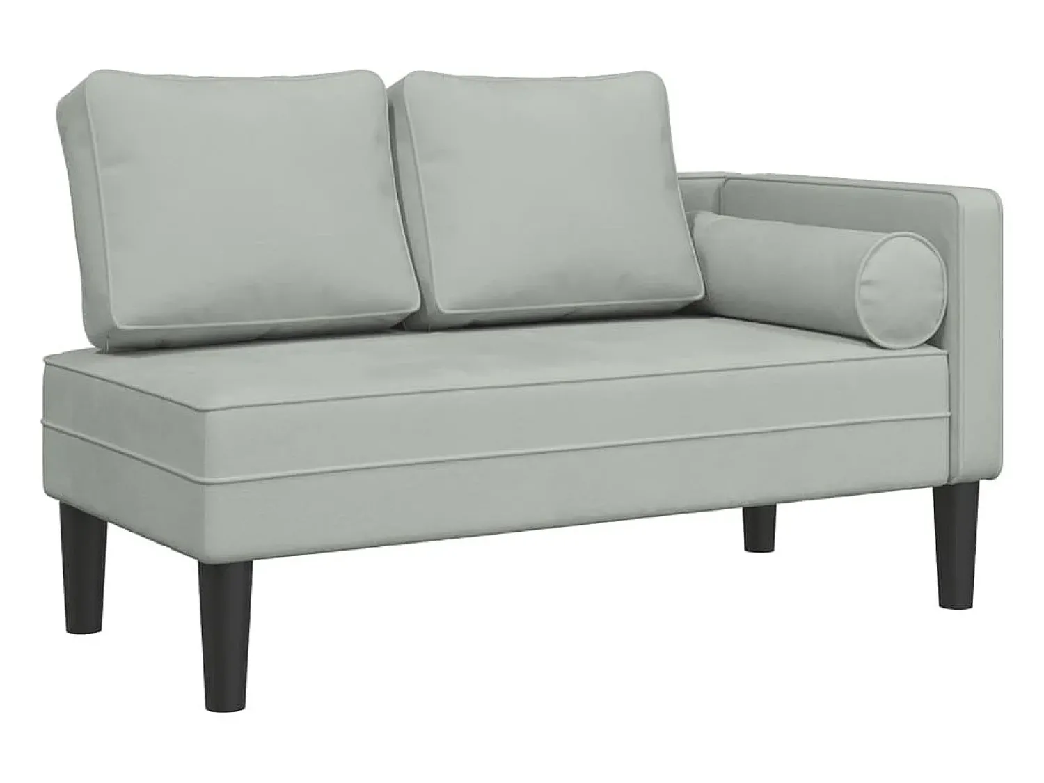 Sofá* Chaise lounge com almofadões veludo -claro PT765692 Cinzento