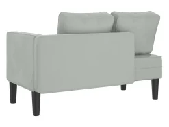 Sofá* Chaise lounge com almofadões veludo -claro PT765692 Cinzento