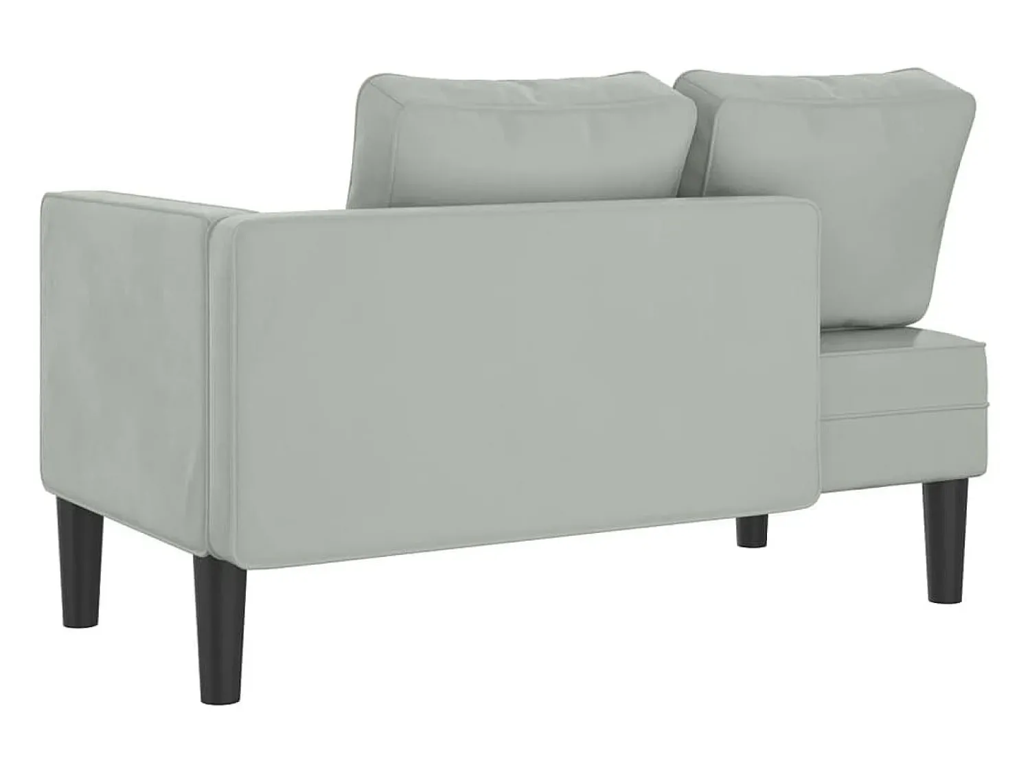 Sofá* Chaise lounge com almofadões veludo -claro PT765692 Cinzento