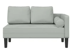 Sofá* Chaise lounge com almofadões veludo -claro PT765692 Cinzento