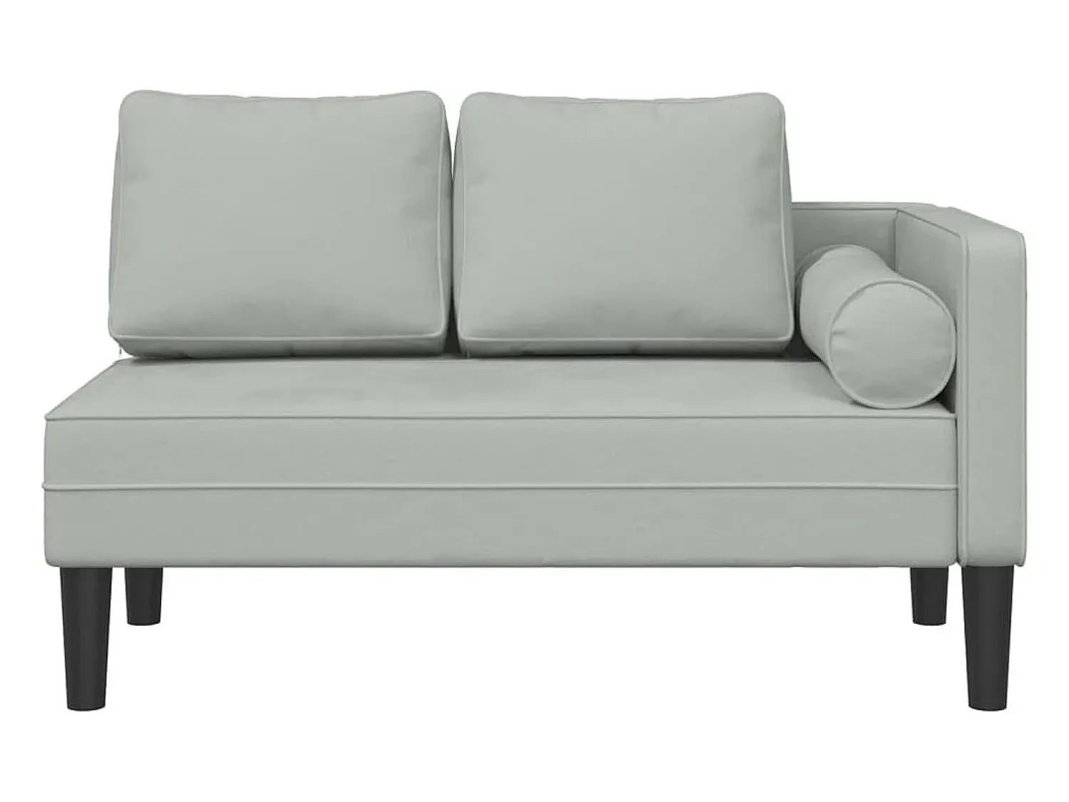 Sofá* Chaise lounge com almofadões veludo -claro PT765692 Cinzento