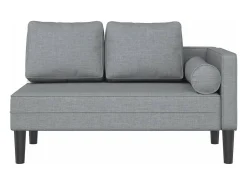 Sofá| Chaise lounge com almofadões tecido -claro PT125770 Cinzento